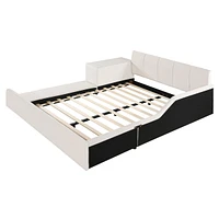 Upholstered Mother & Child Bed Set with Desk & Stool