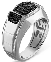 Bulova Marc Anthony Men's Black Diamond Triple Cluster Ring (1/2 ct. t.w.) Sterling Silver-Plate, BVR1025-wsaa