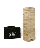 Yard Games Giant Tumbling Timbers 30" Wood Block Stacking Game w/ Case, Natural