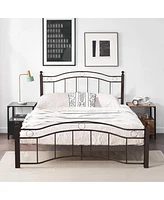 Streamdale Furniture King Size Metal Bed Frame With Headboard And Footboard Bronze