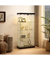 Streamdale Furniture Black Floor Standing Glass Display Cabinet, 31.5"L x 14.2"W x 66.3"H