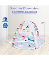 Givimo Baby Play Gym Mat 7-in-1 Tummy Time Activity Mat with 5 Detachable Toys