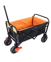 Streamdale Furniture Mini Folding Wagon Garden Shopping Beach Cart (Black+Yellow+Brake)