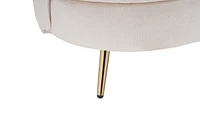 Streamdale Furniture White Polyester Loveseat Sofa with Golden Metal Legs