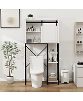 Streamdale Furniture Barn Door Over-The-Toilet Cabinet with Adjustable Shelves