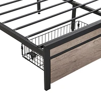 Streamdale Furniture Modern Metal Platform Bed Frame with Storage and Usb