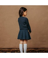 Hope & Henry Toddler Girls Ponte Drop Waist Pleated Uniform Skort