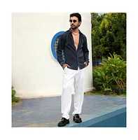 Men's Navy Blue Pleat-Creased Shirt