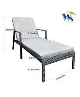 Streamdale Furniture Outdoor Patio Lounge Chairs Rattan Wicker Patio Chaise Lounges Chair Gray