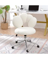 Simplie Fun 360 Swivel Height Adjustable, Swivel Chair, Teddy Fabric, Home Office Chair