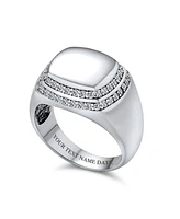 Bling Jewelry Square Cubic Zirconia Halo Signet Ring Sterling Silver