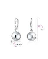 Bling Jewelry Simple Basic Dangling Lever back Round Bead Ball Drop Earrings For Women Sterling Silver 10MM