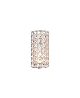 Annara Modern Wall Sconce Lighting Chrome Silver Metal Hardwired 16" High Fixture Clear Crystal Cylinder for Bedroom Bathroom Bedside Living Room Home