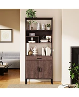 Streamdale Furniture 75.9" Modern Bookshelf with Led Lighting and Storage