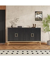 Streamdale Furniture Espresso Retro Sideboard with Adjustable Shelves