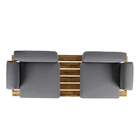 Canoga Outdoor Industrial Loveseat with Coffee Table