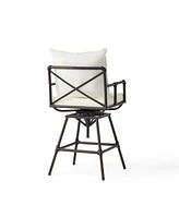Northrup Pipe Outdoor Swivel Barstool with Water-Resistant Cushions