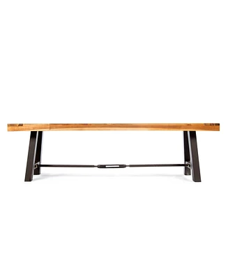 Simplie Fun Stylish Catriona Acacia Wood Bench with Durable Metal Accents