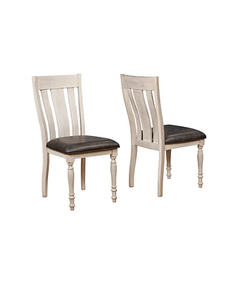 Simplie Fun Weathered Oak Turned Leg Dining Chair Set of 2