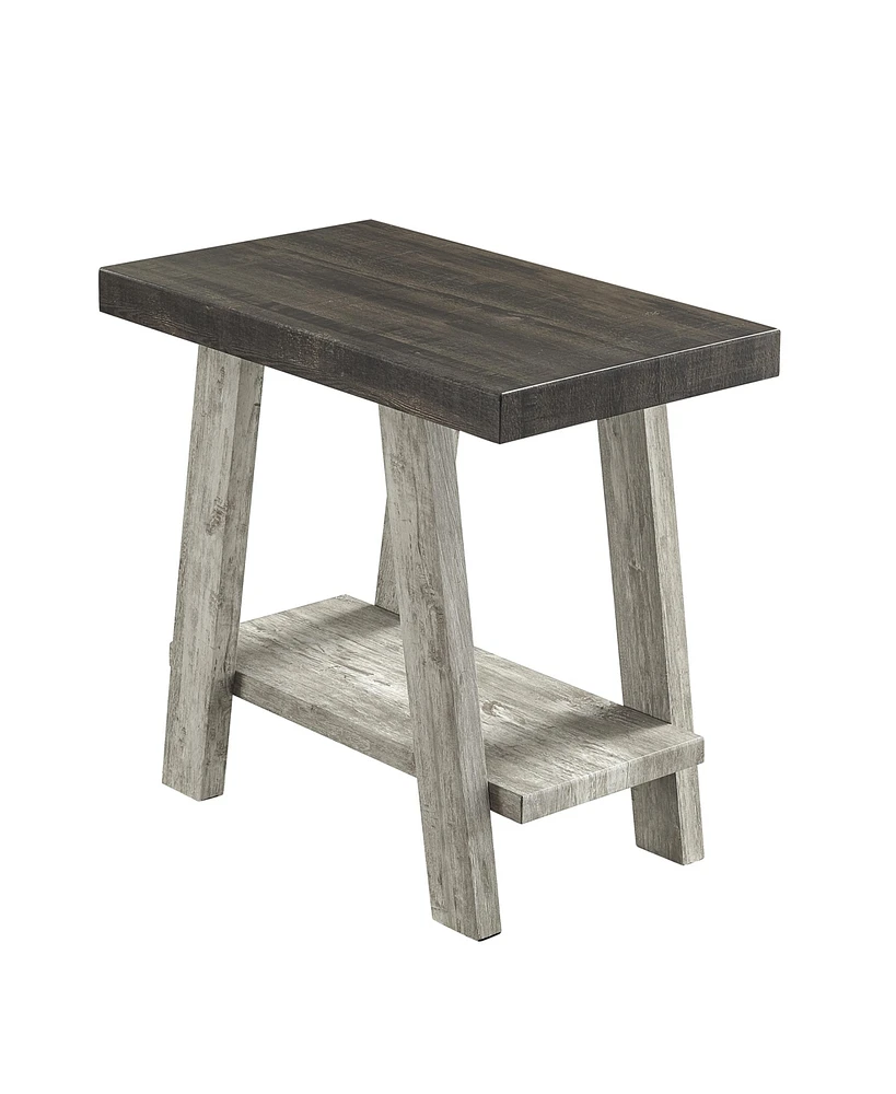 Simplie Fun Two-Tone Wood Shelf Side Table in Weathered Walnut and Gray