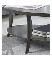Contemporary Oval Shelf Coffee Table, Gray