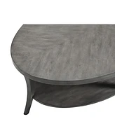 Streamdale Furniture Contemporary Oval Shelf Coffee Table, Gray