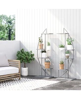 Streamdale Furniture Set of Tall 10-Shelf Metal Plant Stands with Hooks for Indoor & Outdoor Use