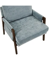 Simplie Fun Mid-Century Modern Velvet Accent Armchair, Blue