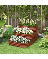 Streamdale Furniture 3-Tier Galvanized Raised Garden Bed with Open Bottom and Safety Edging