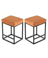 Simplie Fun Brown Pu Upholstered Counter & Bar Stool with Footrest, Pu leather (Set of 2)