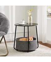 Streamdale Furniture Stylish and Versatile Round Side Table with Linen Storage Basket