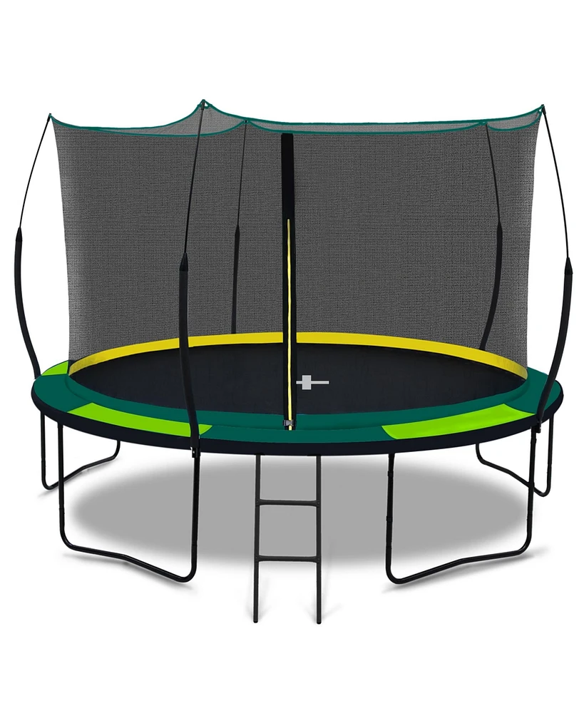 Simplie Fun Rust-Proof Trampoline with Galvanized Frame, Fiberglass Net Poles, and Safety Net