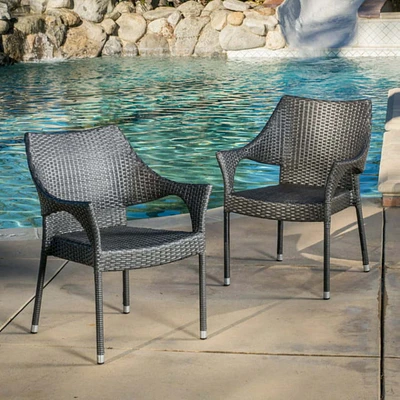 Mirage Grey Pe Wicker Stacking Armchair