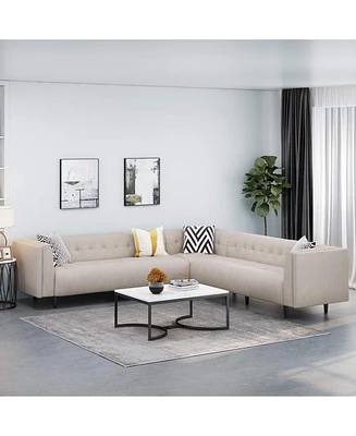 Simplie Fun Contemporary Sectional Sofa With Tufted Stitch And Rubberwood Legs