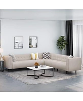 Simplie Fun Contemporary Sectional Sofa With Tufted Stitch And Rubberwood Legs