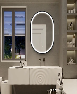 Streamdale Furniture 31x21" Led Oval Bathroom Medicine Cabinet with Mirror, 3 Color Temps, Anti-Fog