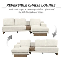 114" L-Shaped Sofa with Storage, Usb Ports, and Reversible Chaise