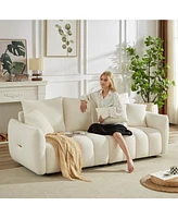 Streamdale Furniture Modern 3+1 Sofa Combo: Teddy Fabric, Wooden Frame, 4 Cushions