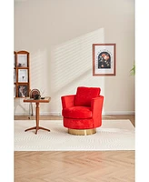 Streamdale Furniture Red Velvet Swivel Barrel Chair with Gold Base