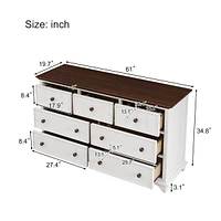 Wooden Captain Seven-Drawer Dresser For Bedroom, Living Room, Kids' Room