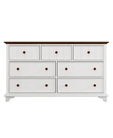 Streamdale Furniture Wooden Captain Seven-Drawer Dresser For Bedroom, Living Room, Kids' Room