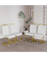 Streamdale Furniture Premium Faux Leather Dining Chairs with Gold Plating Base (Set of 4)