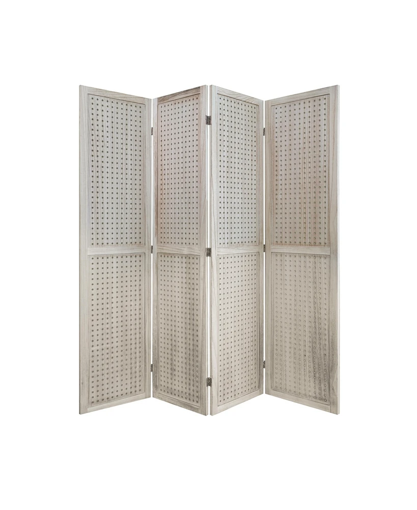 Simplie Fun 4-Panel Pegboard Room Divider for Privacy, Display, and Organization