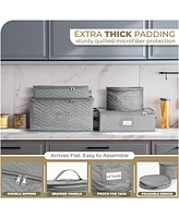 Sorbus 4 Piece Quilted China Dinnerware Storage Cases - for Dinnerware, Plate Organizer (Gray)