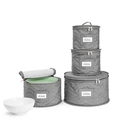 Sorbus 4 Piece Quilted China Dinnerware Storage Cases - for Dinnerware, Plate Organizer (Gray)