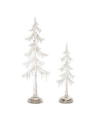 Slickblue Led Tree (Set of 2) 12"H, 18"H Acrylic 3 Aaa Batteries Not Included