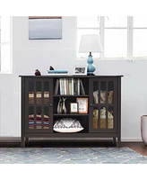 Gymax Wood Tv Stand Entertainment Media Center Console for Tv up to 50'' Brown