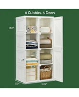 Sugift Clothes Foldable Armoire Wardrobe Closet with 12 Cubby Storage