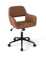 Skonyon Mid Century Office Chair Faux Leather with Armrests