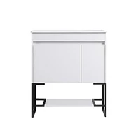 Simplie Fun Elegant Bathroom Vanity with Durable Plywood Base and Ceramic Sink